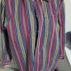 John Ashford Men's Striped Shirt in Red, Blue, and Tan